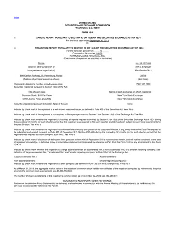 Miniature Raymond James Financial 10-K Rapport annuel 