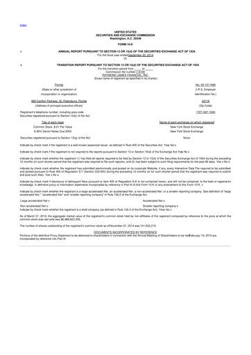 Miniature Raymond James Financial 10-K Rapport annuel 