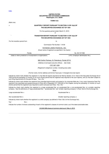 Thumbnail Raymond James Financial 10-Q Quarterly Report FY2015 