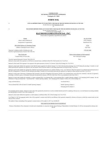 Miniature Raymond James Financial 10-K Rapport annuel 2017