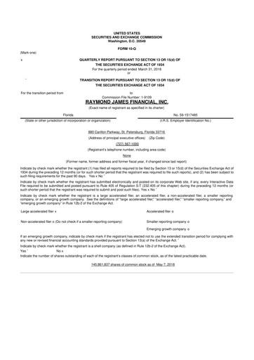 Thumbnail Raymond James Financial 10-Q Quarterly Report FY2018 