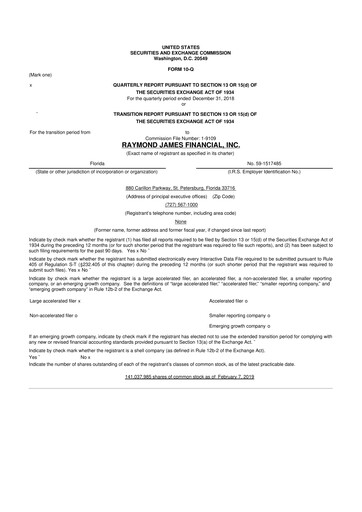 Thumbnail Raymond James Financial 10-Q Quarterly Report FY2019 