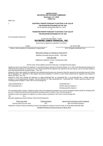 Thumbnail Raymond James Financial 10-Q Quarterly Report FY2019 