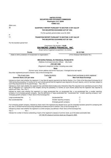 Thumbnail Raymond James Financial 10-Q Quarterly Report FY2020 