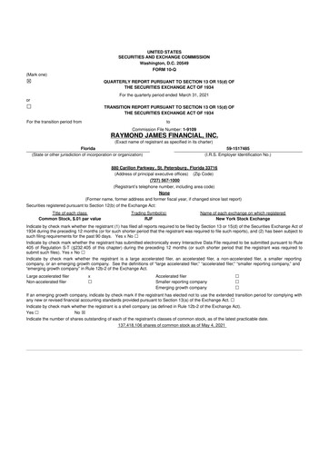 Thumbnail Raymond James Financial 10-Q Quarterly Report FY2021 