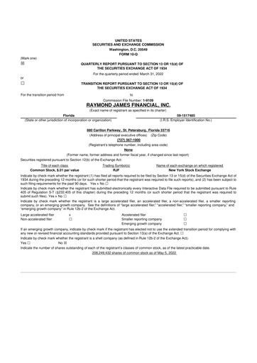 Thumbnail Raymond James Financial 10-Q Quarterly Report FY2022 