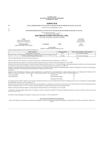 Miniature Raymond James Financial 10-K Rapport annuel 2023