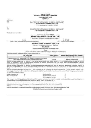 Thumbnail Raymond James Financial 10-Q Quarterly Report FY2025 