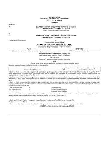 Thumbnail Raymond James Financial 10-Q Quarterly Report FY2026 