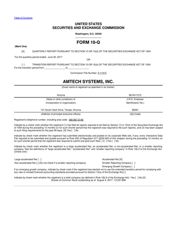 Thumbnail Amtech Systems 10-Q Quarterly Report FY2017 