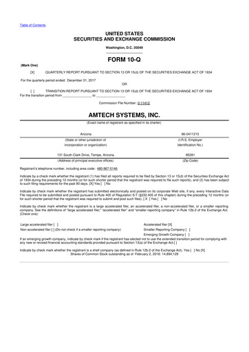Thumbnail Amtech Systems 10-Q Quarterly Report FY2018 