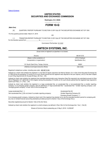 Thumbnail Amtech Systems 10-Q Quarterly Report FY2019 