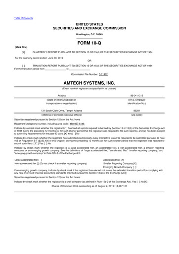 Thumbnail Amtech Systems 10-Q Quarterly Report FY2019 