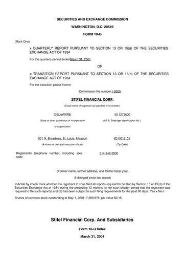 Vorschaubild Stifel
 10-Q Quartalsbericht  