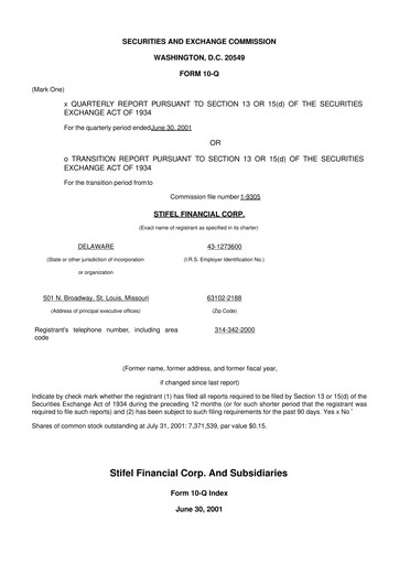 Vorschaubild Stifel
 10-Q Quartalsbericht  