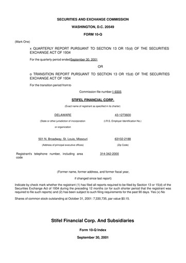 Vorschaubild Stifel
 10-Q Quartalsbericht  