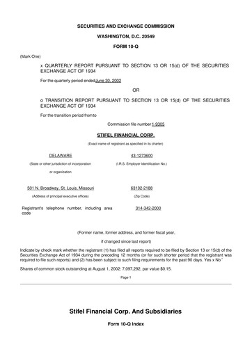 Vorschaubild Stifel
 10-Q Quartalsbericht  