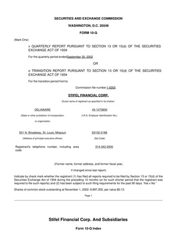 Vorschaubild Stifel
 10-Q Quartalsbericht  