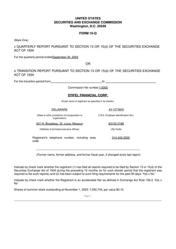 Vorschaubild Stifel
 10-Q Quartalsbericht  