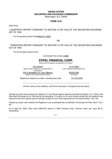 Vorschaubild Stifel
 10-Q Quartalsbericht  