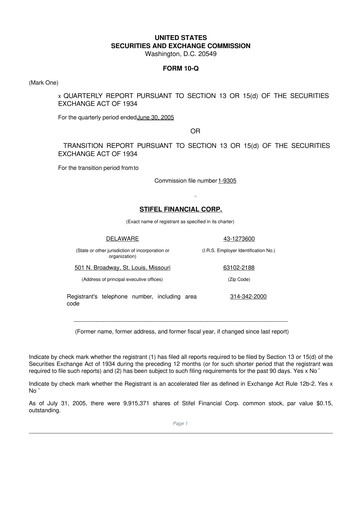 Vorschaubild Stifel
 10-Q Quartalsbericht  