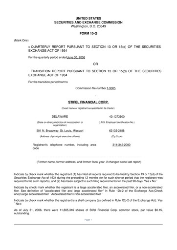 Vorschaubild Stifel
 10-Q Quartalsbericht  