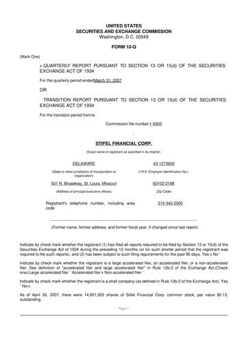Vorschaubild Stifel
 10-Q Quartalsbericht  
