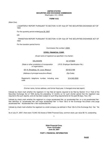 Vorschaubild Stifel
 10-Q Quartalsbericht  