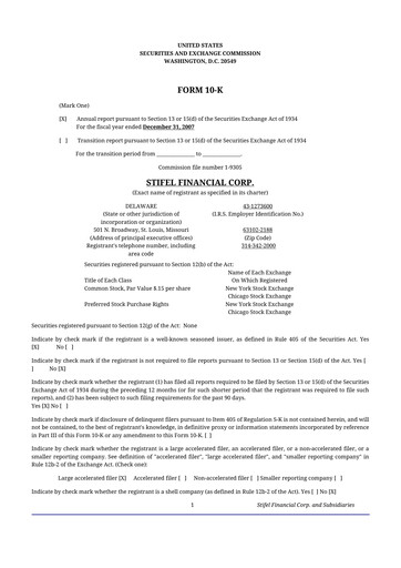 Thumbnail Stifel
 10-K Annual Report 