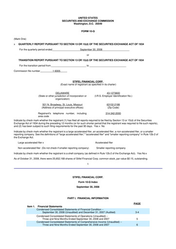 Vorschaubild Stifel
 10-Q Quartalsbericht  