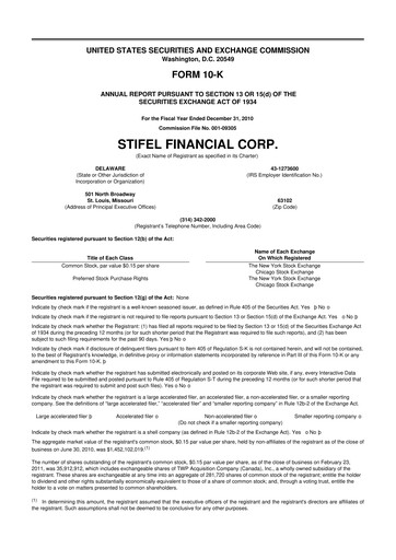 Thumbnail Stifel
 10-K Annual Report 