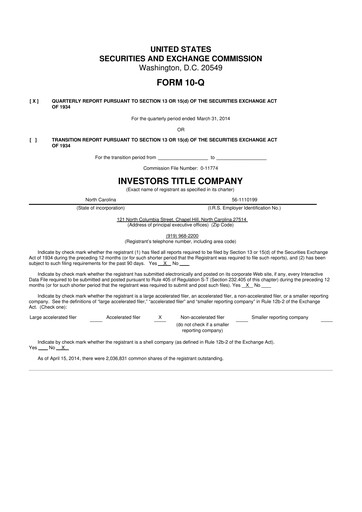 Thumbnail Investors Title Company
 10-Q Quarterly Report FY2014 