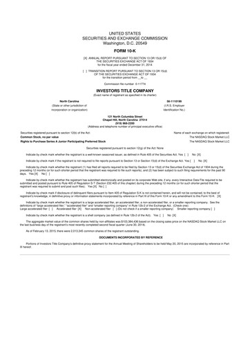 Thumbnail Investors Title Company
 10-K Annual Report 2014