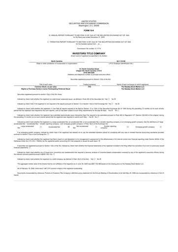 Thumbnail Investors Title Company
 10-K Annual Report 2025