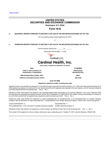 Thumbnail Cardinal Health 10-Q Quarterly Report FY2015 