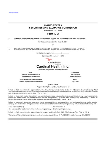 Thumbnail Cardinal Health 10-Q Quarterly Report FY2015 