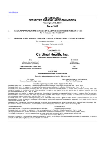 Thumbnail Cardinal Health 10-K Annual Report 