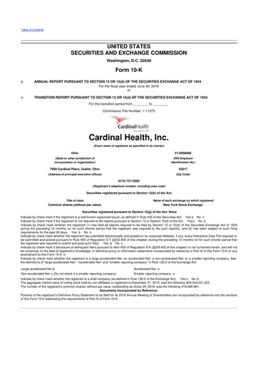 Thumbnail Cardinal Health 10-K Annual Report 