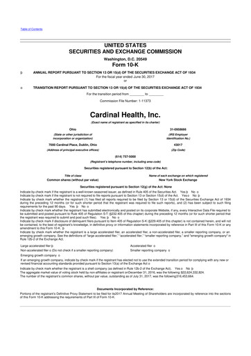 Thumbnail Cardinal Health 10-K Annual Report 