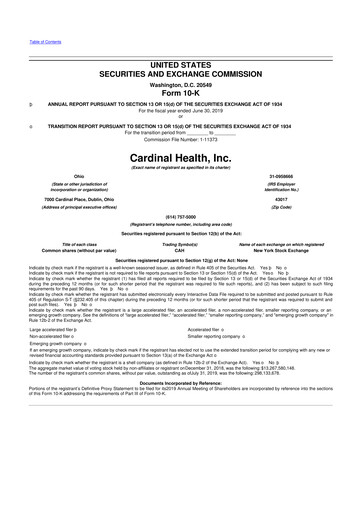 Thumbnail Cardinal Health 10-K Annual Report 