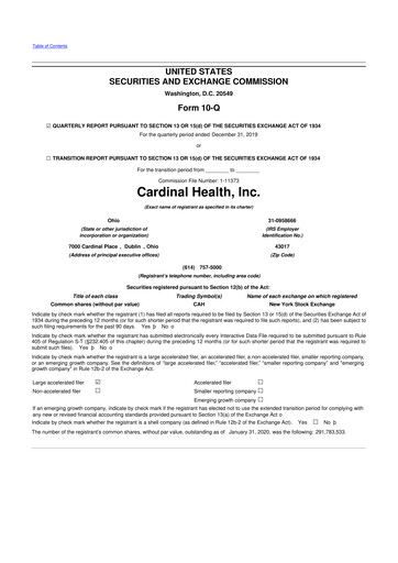 Thumbnail Cardinal Health 10-Q Quarterly Report FY2020 