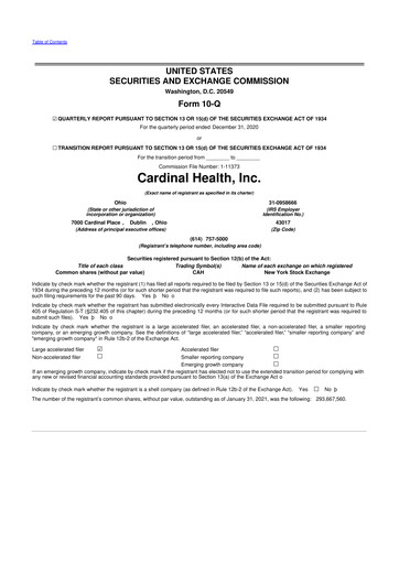 Thumbnail Cardinal Health 10-Q Quarterly Report FY2021 