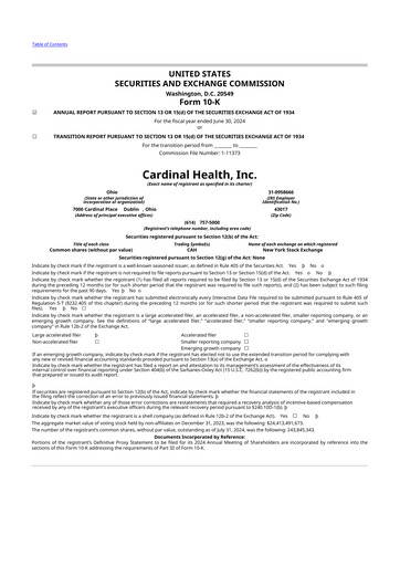 Thumbnail Cardinal Health 10-K Annual Report 2024