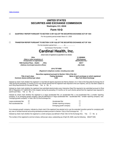 Thumbnail Cardinal Health 10-Q Quarterly Report FY2025 