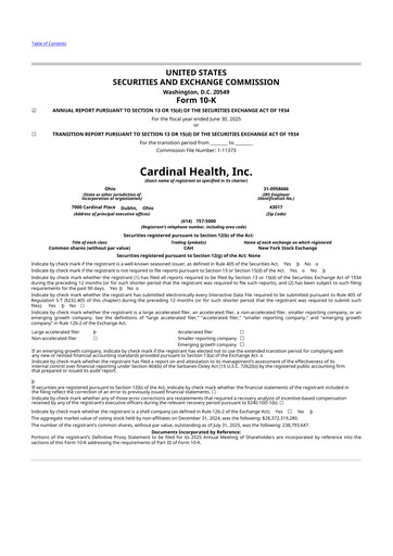 Thumbnail Cardinal Health 10-K Annual Report 2025