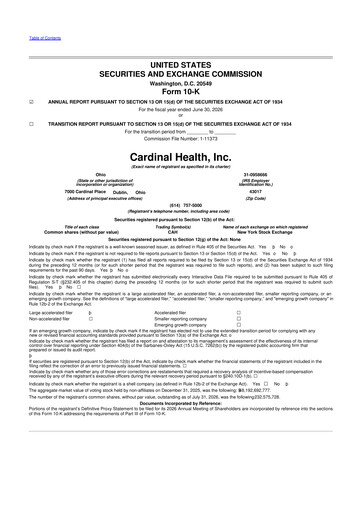 Thumbnail Cardinal Health 10-K Annual Report 2026