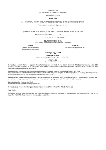 Thumbnail SKYX Platforms 10-Q Quarterly Report FY2016 