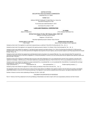 Thumbnail Lakeland Financial Corp 10-K Annual Report 