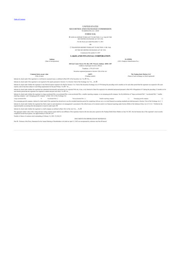 Thumbnail Lakeland Financial Corp 10-K Annual Report 2021