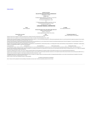 Thumbnail Lakeland Financial Corp 10-K Annual Report 2025